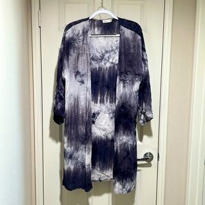 Millibon Purple / White tie dyed style kimono - Size L